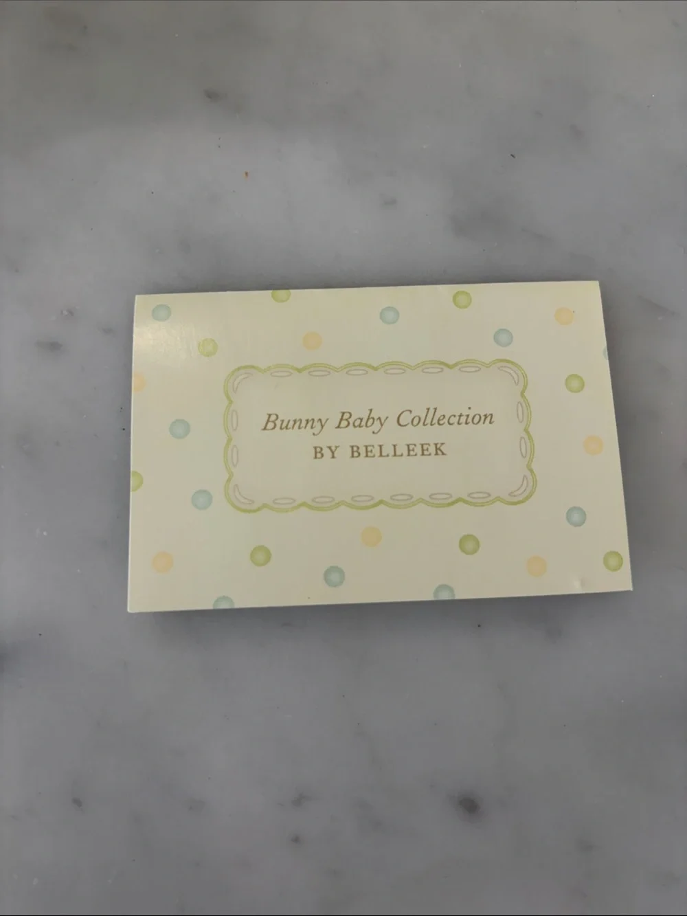 Belleek White Ceramic Bunny Frame with Pastel Green, Yellow and Pink Accents